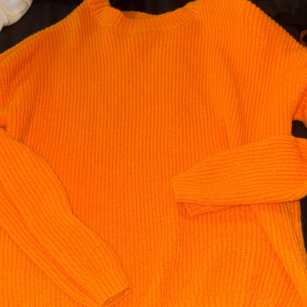 No Boundaries Bright Orange Crew Neck Sweater